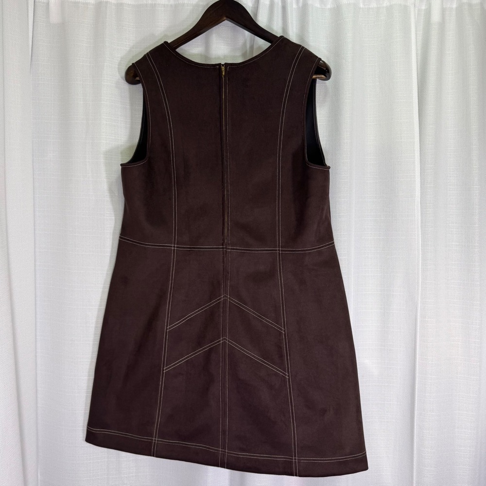 NEW Old Navy x Anna Sui‎ Vegan Suede Mini Dress Women XL Brown - Picture 5 of 16